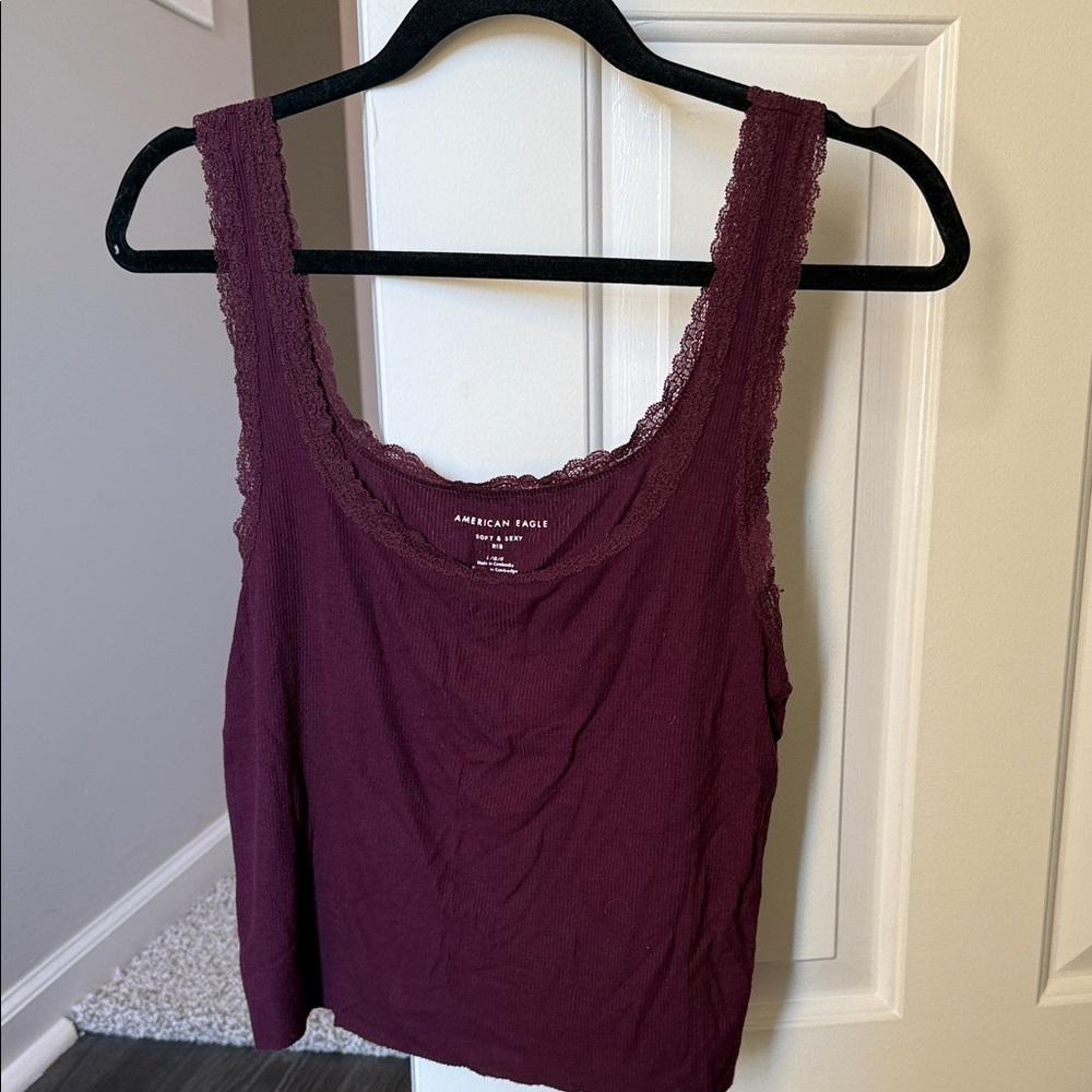 American Eagle Outfitters Maroon Lace Camisole